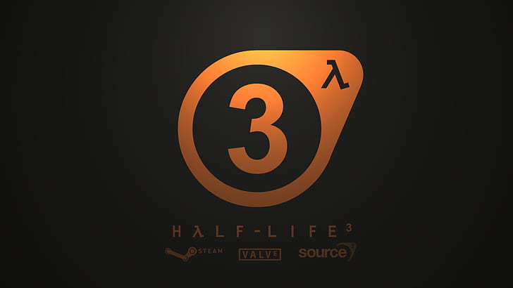 логотип, клапан, оранжевый, Half-Life-3, HD обои