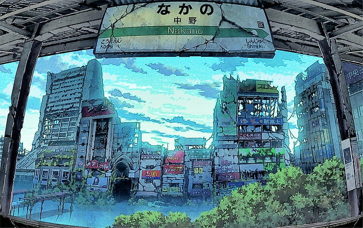 Ciencia ficción, Post apocalíptico, Anime, Ciudad, Ruina, Fondo de pantalla HD