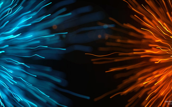 Partikelstrahl-vektorauslegung HD Tapete, orange und blaue elektrische Grafik, HD-Hintergrundbild