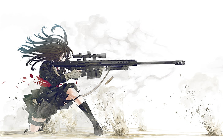 sniper rifle anime flickor 3840x2400 Anime Hot Anime HD Art, Anime Girls, prickskyttegevär, HD tapet