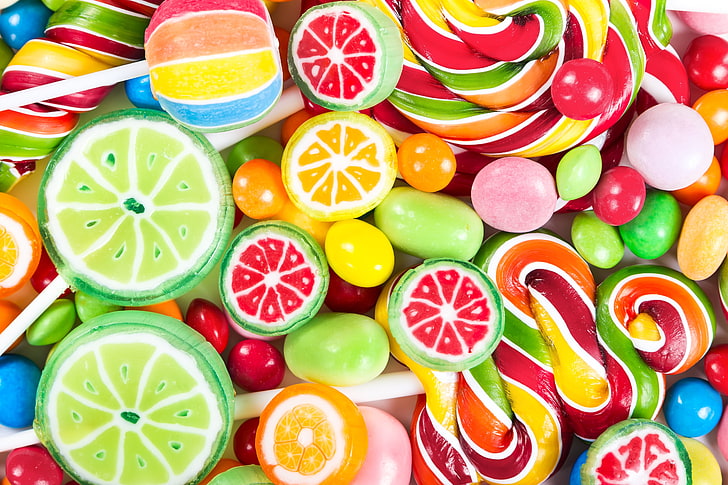 variety of candies, colorful, candy, sweets, lollipops, sweet, lollipop, HD wallpaper