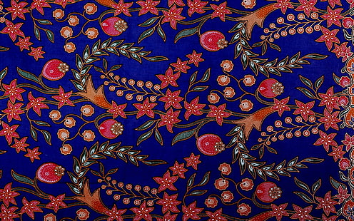 blue and red textile, texture, malaysia, batik, fabric, suit, HD wallpaper HD wallpaper
