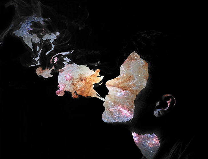 silhuett av mannen illustration, rök, HD tapet