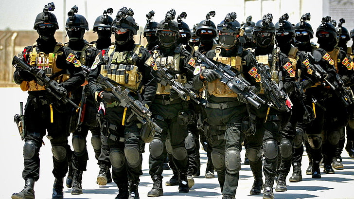 rifle negro, armas, ejército, soldados, oriente, irak, speznaz, oriente medio, los árabes, fuerzas iraquíes de operaciones especiales, Fondo de pantalla HD