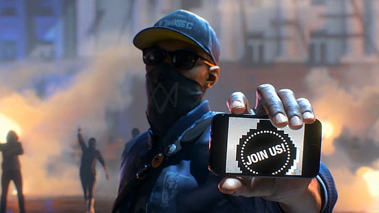 black android smartphone, Upcoming Games, Watch_Dogs 2, hackers, hacking, HD wallpaper HD wallpaper