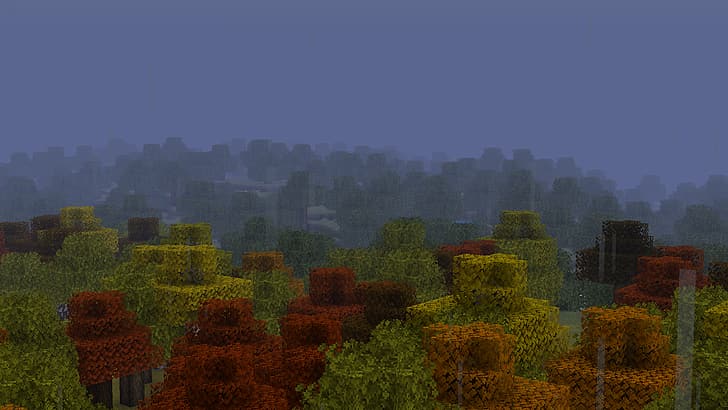 Minecraft, 눈, 비, 나무, 리소스 팩, HD 배경 화면