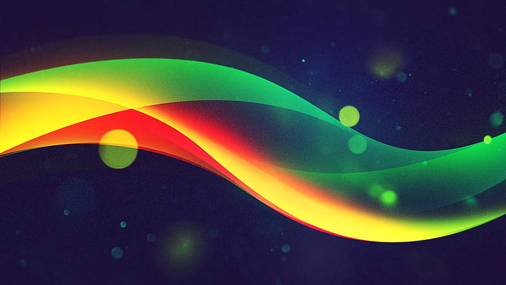 orange and multicolored digital wallpape, waves, green, yellow, red, abstract, waveforms, digital art, HD wallpaper