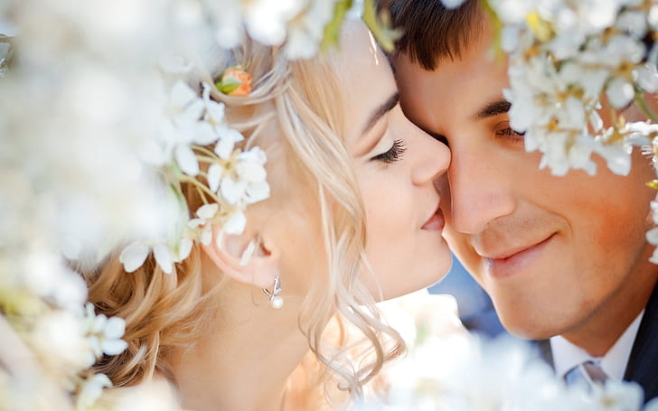 Sposi amore sentimenti fiori, matrimonio, coppia, amore, fiore, Sfondo HD