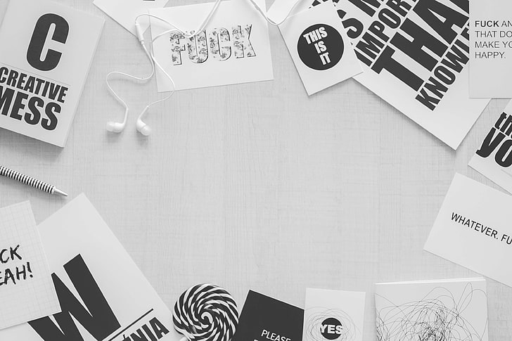 black, blackampwhite, black and white, books, copy, copyspace, creative, design, desk, disorganized, earphones, header, headline, headphones, minimal, minimalism, minimalist, minimalistic, prin, HD wallpaper