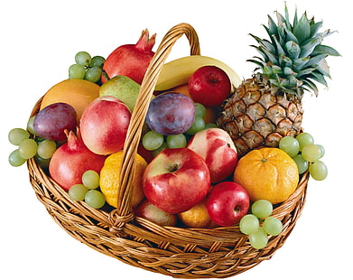 różne owoce w ilustracji koszyka, owoce, kosz, dużo, Tapety HD HD wallpaper