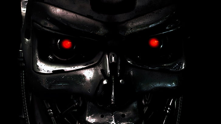 Terminator robot, Terminator, movies, endoskeleton, machine, cyborg, science fiction, red eyes, HD wallpaper