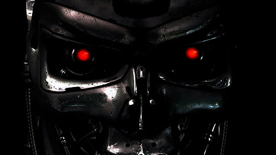 Robot Terminator, Terminator, filmy, endoskeleton, maszyna, cyborg, science fiction, czerwone oczy, Tapety HD HD wallpaper