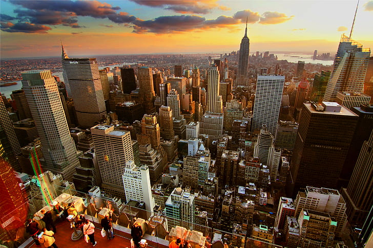 มุมมองทางอากาศของอาคารสูง, york, york, พระอาทิตย์ตก, HDR, อาคารสูง, Rockefeller, อาณาจักรนิวยอร์ก, เมือง, Flickr, คลาสสิก, มีเมฆมาก, วัน, ตึกระฟ้า, เมืองนิวยอร์ก, เส้นขอบฟ้าในเมือง, cityscape, uSA, แมนฮัตตัน - เมืองนิวยอร์ก, สถานที่ที่มีชื่อเสียง, ย่านใจกลางเมือง, ฉากในเมือง, สถาปัตยกรรม, อาคารเอ็มไพร์สเตท, รัฐนิวยอร์ก, มุมมองทางอากาศ, พลบค่ำ, ชีวิตในเมือง, ธุรกิจ, ภายนอกอาคาร, จุดหมายปลายทางการเดินทาง, มิดทาวน์แมนฮัตตัน, กลางคืน, วอลล์เปเปอร์ HD