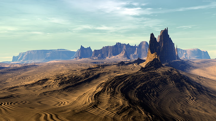 montagne brune, photo du désert pendant la journée, parc national des badlands, paysage, nature, Dakota du Sud, désert, Fond d'écran HD