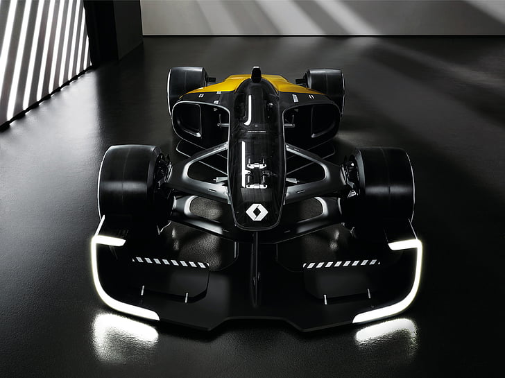 photo of black F1 Renault, Renault R.S. 2027 Vision, Concept cars, Renault Sport Racing, Shanghai Auto Show, 2017, 4K, HD wallpaper