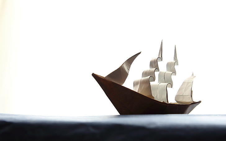 kapal, kertas, origami, Wallpaper HD