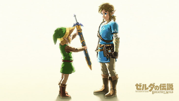 två karaktärsillustrationer, The Legend of Zelda: Breath of the Wild, Link, Nintendo, Master Sword, The Legend of Zelda, HD tapet
