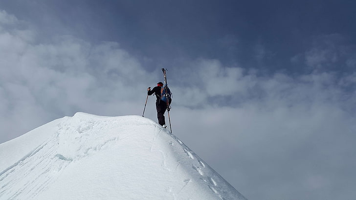 allgu, alpino, esquí de fondo, bergsport, esfuerzo, excursión de montaña a gran altitud, imponente, montañista, montañismo, montañas, resoluciones de la cabeza, nieve, nieve, éxito, cumbre, objetivo, Fondo de pantalla HD