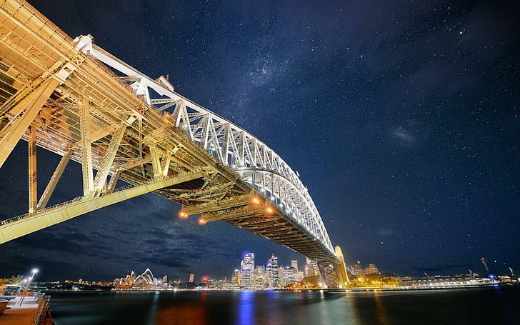 Sydney Bridge Malam, jembatan, malam, sydney, perjalanan, dan dunia, Wallpaper HD