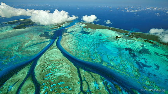 Widok z lotu ptaka Aldabra, Seszele, wyspy, Tapety HD HD wallpaper