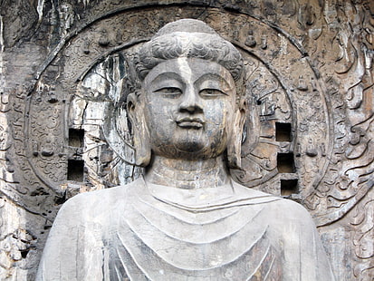 Статуя Будды, гроты Лонгман, статуя, камень, ориентир, HD обои HD wallpaper