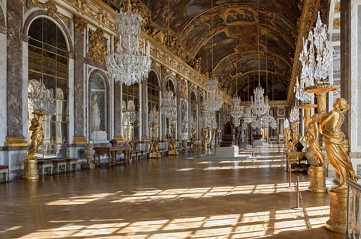 building, chateau, design, france, french, palace, room, versailles, HD wallpaper