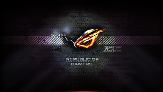 asus rog republic of gamers video games asus logo، خلفية HD HD wallpaper