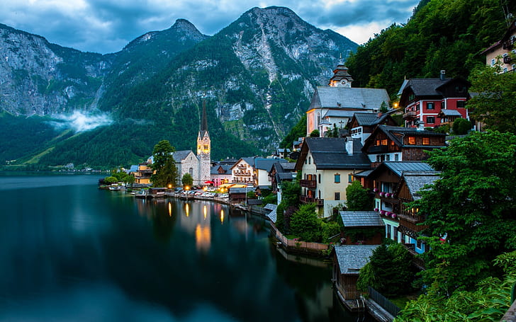 Hallstatt Austria, hallstatt, austria, montañas, lago, Fondo de pantalla HD
