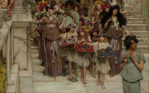 Spring, Los Angeles, Lawrence Alma-Tadema, 1894, brittisk målare, The Getty Center, Getty Center, HD tapet HD wallpaper