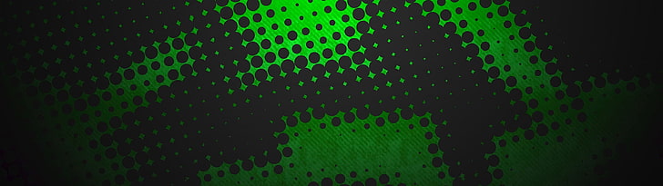 green and black surface, multiple display, abstract, circle, HD wallpaper