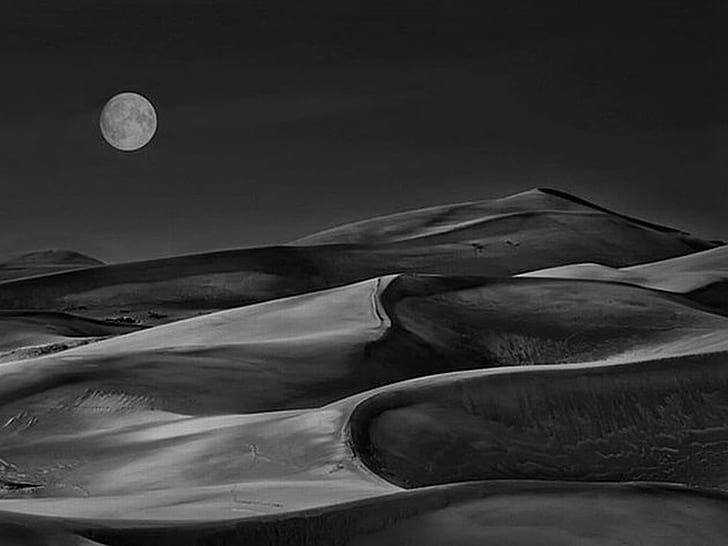 Cool Desert Desert Night Nature Deserts HD Art , Cool, picture, Moon, night, desert, HD wallpaper