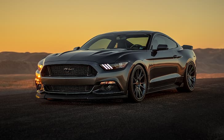 Mustang, Ford, negro, muscle car, Fondo de pantalla HD