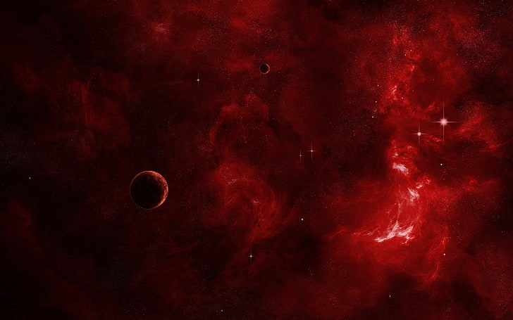 космос червени галактики космически галактики HD изкуство, червено, космическо пространство, HD тапет