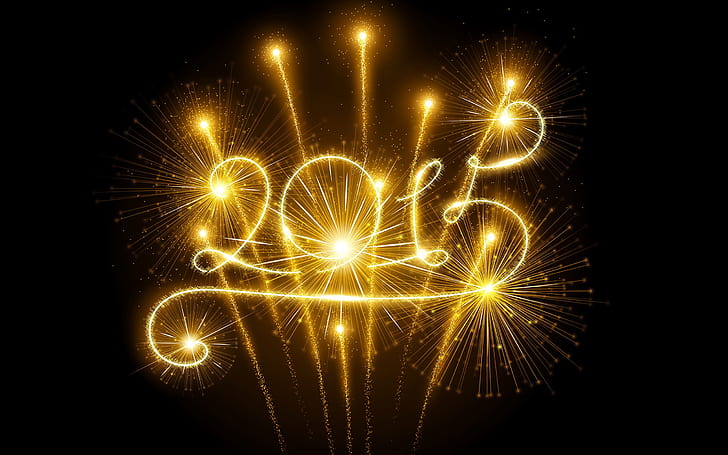 2015 Честита Нова Година, златни фойерверки, 2015, Честита, Нова, Година, Златна, Фойерверки, HD тапет