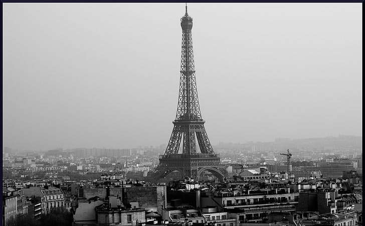 에펠 탑, 에펠 탑, 파리, 흑인과 백인, 도시, 파리, 도시 풍경, 유럽, 프랑스, ​​에펠 탑, 흑백, HD 배경 화면