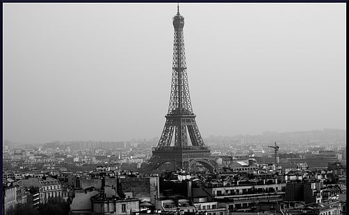 Torre Eiffel em preto e branco, Torre Eiffel, Paris, Preto e branco, Cidade, Paris, Paisagem urbana, Europa, França, torre eiffel, Monocromático, HD papel de parede HD wallpaper