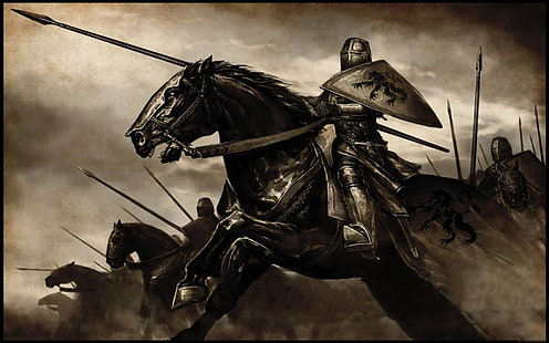 hombre montando a caballo sketcg, Mount and Blade, guerrero, guerra, videojuegos, caballo, Fondo de pantalla HD HD wallpaper
