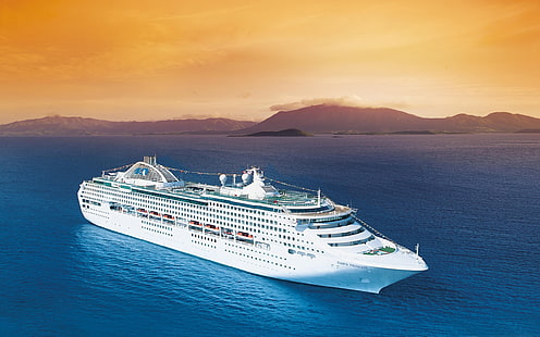 cruise yacht-Photography Desktop Wallpaper, kapal pesiar putih dan biru, Wallpaper HD HD wallpaper