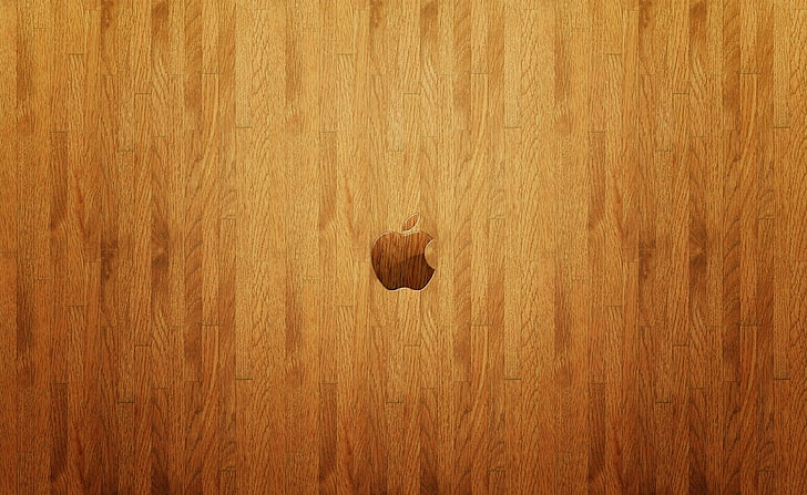 Think Different Apple Mac 57, brown wooden surface with Apple logo, Computers, Mac, Apple, Different, Think, HD wallpaper