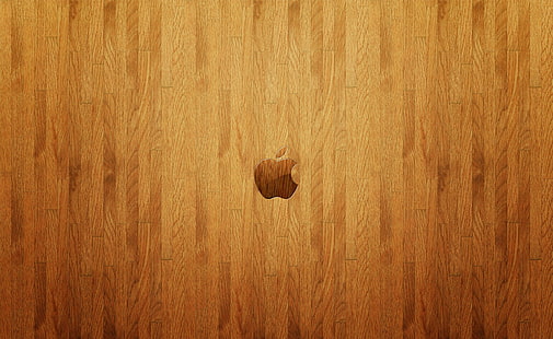 Think Different Apple Mac 57, brown wooden surface with Apple logo, Computers, Mac, Apple, Different, Think, HD wallpaper HD wallpaper
