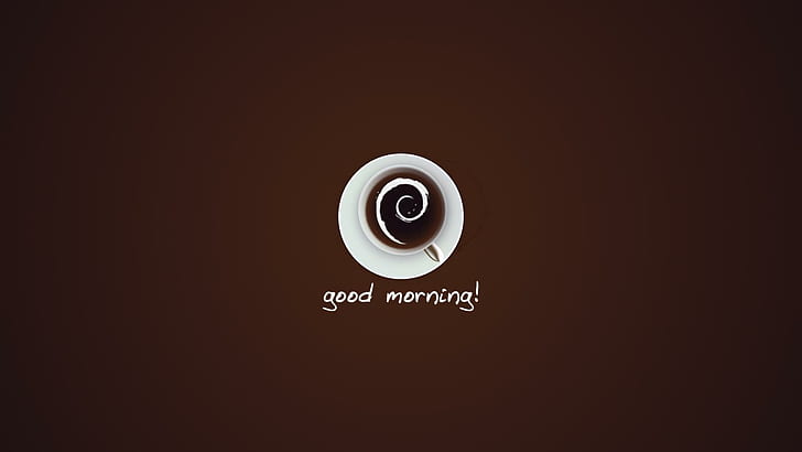 Доброе утро Debian HD, кофе, дебиан, гик, доброе утро, HD обои