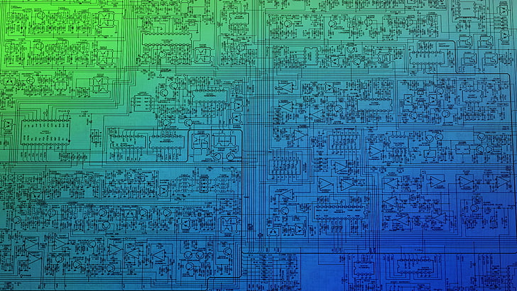 blueprints, technology, schematic, CPU, microchip, HD wallpaper