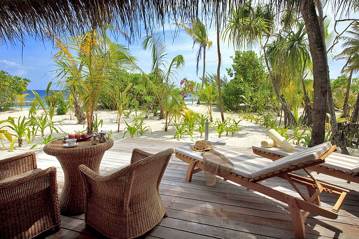 Refuge de plage - magnifique, tahiti, île, retraite, seul, vue, complexe touristique, plage, polynésie, bora-bora, exotique, hôtel, refuge, villa, paradis, Fond d'écran HD