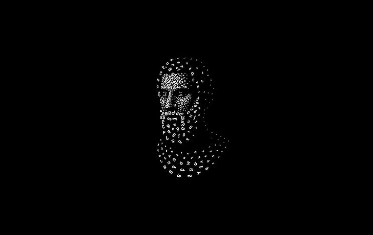 minimalis, monokrom, latar belakang hitam, wajah, filsuf Yunani, angka, janggut, tipografi, Wallpaper HD