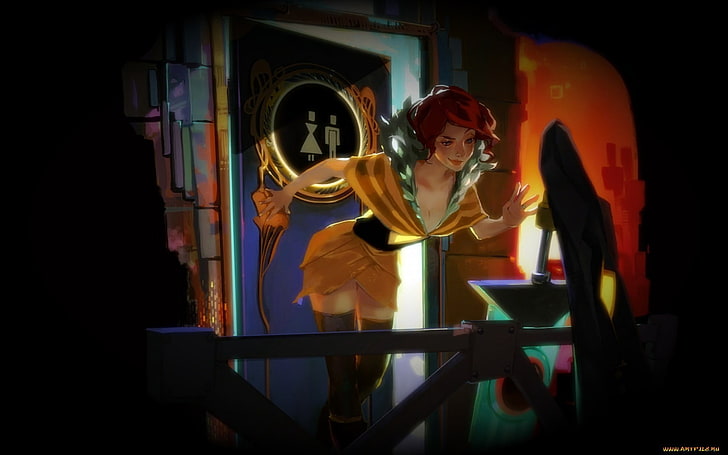 ilustrasi wanita kartun, Transistor, Merah (Transistor), video game, Wallpaper HD