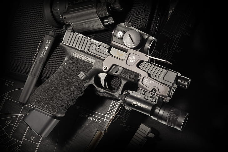 gun, background, Glock 17, Austrian, self-loading, HD wallpaper