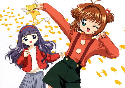 Anime, Cardcaptor Sakura, Keroberos (Card Captor Sakura), Sakura Kinomoto, Tomoyo Daidouji, HD tapet HD wallpaper