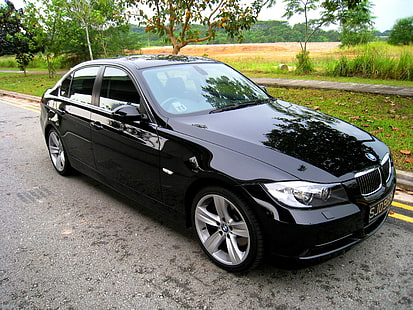 Car BMW E90 33i, car, bmw, e90, 330i, Sedan, black, HD wallpaper HD wallpaper