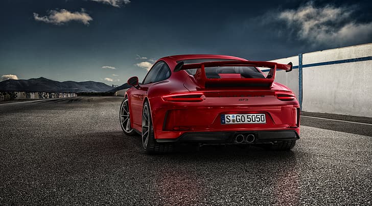 911, Porsche, spoiler, red, GT3, HD wallpaper