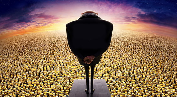 Despicable Me 2 Gru and Minions, Despicable Me цифров тапет, Карикатури, Други, 2013, миньони, Despicable, despicable me 2, HD тапет HD wallpaper